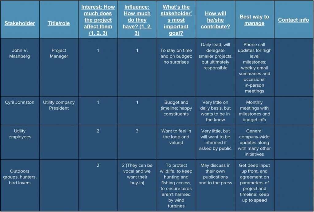 Stakeholder Management Plan Example