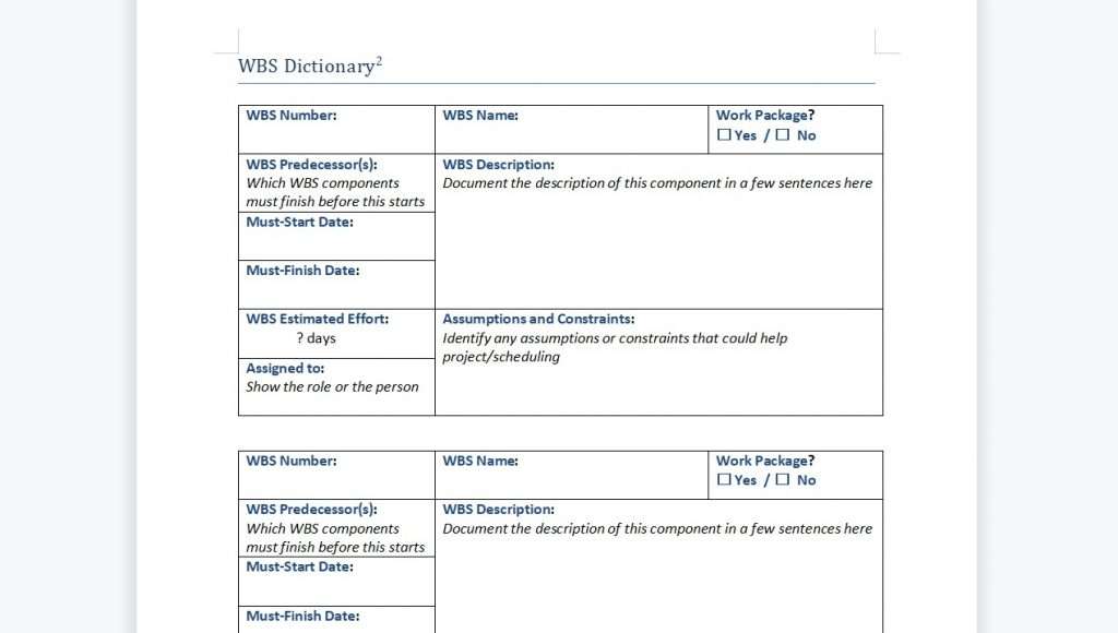 CityU PMO - WBS and WBS Dictionary Template