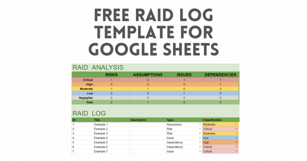 Free RAID LOG template for Google Sheets