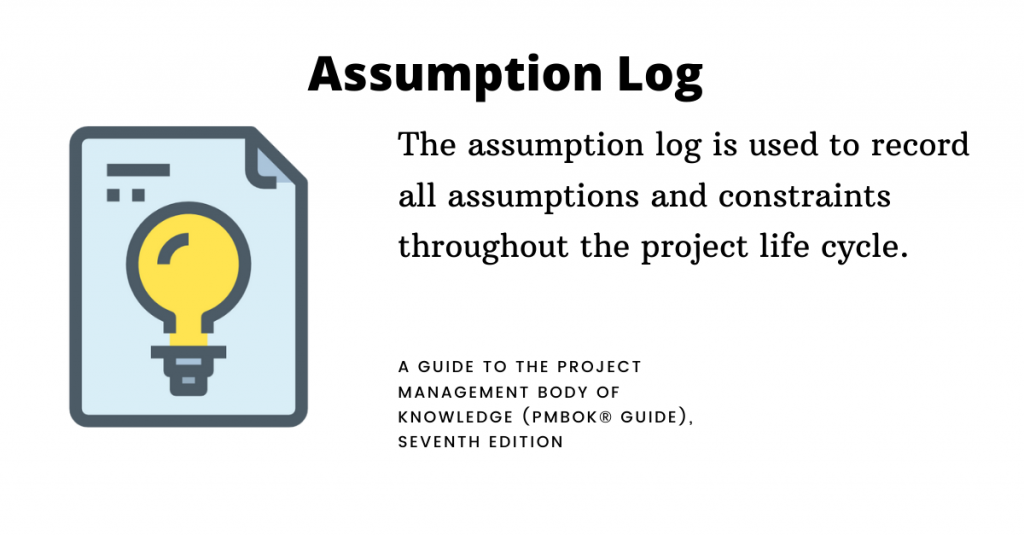 RAID log vs Assumption Log Definition PMP