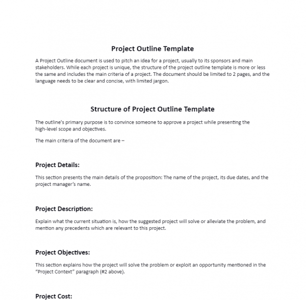 Google Doc Project Outline Template - Project Outline Template with an Example