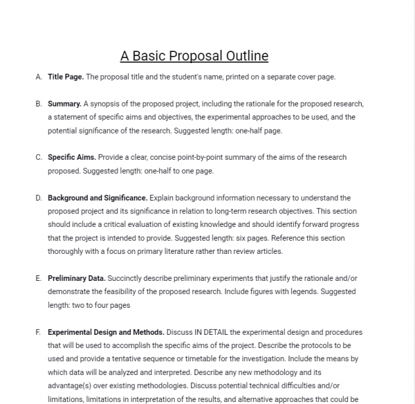 Google Doc Project Outline Template 07/10 - Basic Project Proposal Outline