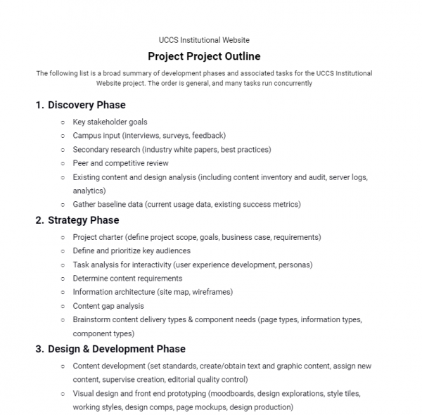 Google Doc Project Outline Template 08 - UCCS Institutional Project Outline Example