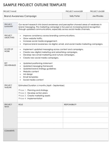 Google Doc Project Outline Template 10 - Sample Project Outline Template