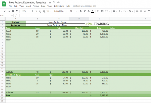 Free Project Estimating Template-min