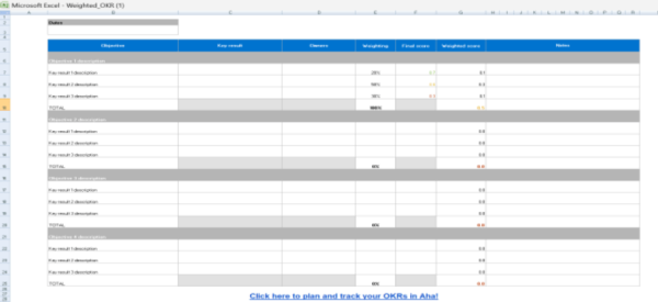 OKR Planning Template - Excel 7