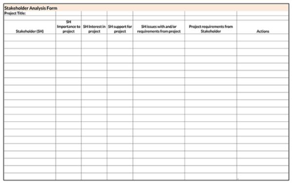 Stakeholder Analysis Template - Excel 10