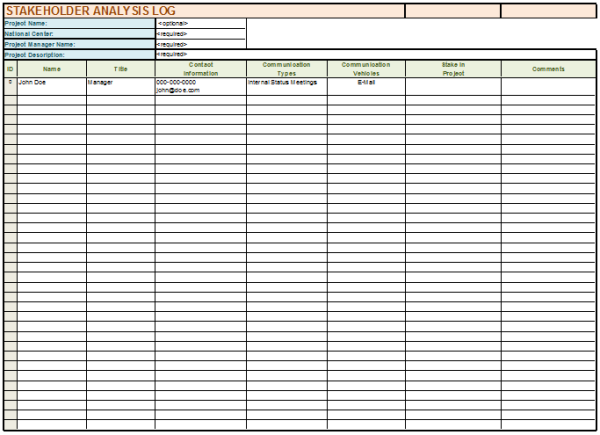 Stakeholder Analysis Template - Excel 2