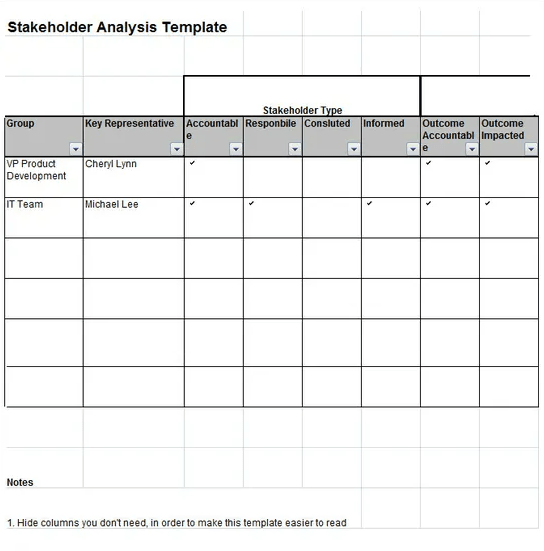 Stakeholder Analysis Template - Excel 5