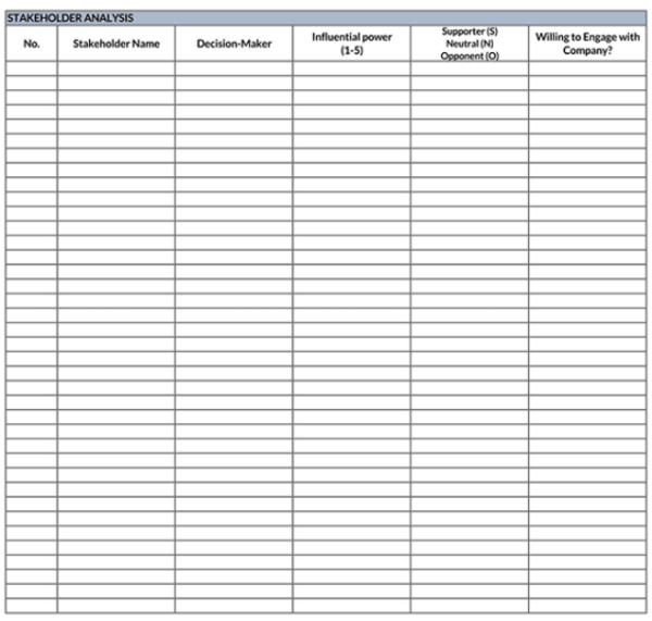 Stakeholder Analysis Template - Excel 8