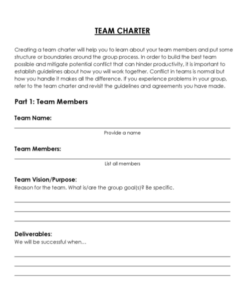 Team Charter Template - Word 9