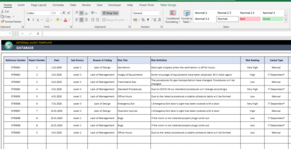 procurement audit template excel