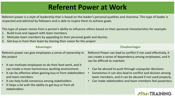 referent power advantages and disadvantages