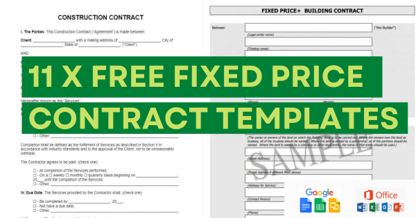 11 x FREE Fixed Price Contract Templates Google Doc, PDF