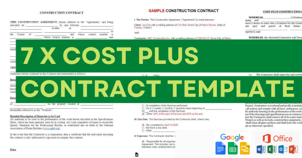 7 x Free Cost Plus Contract Template