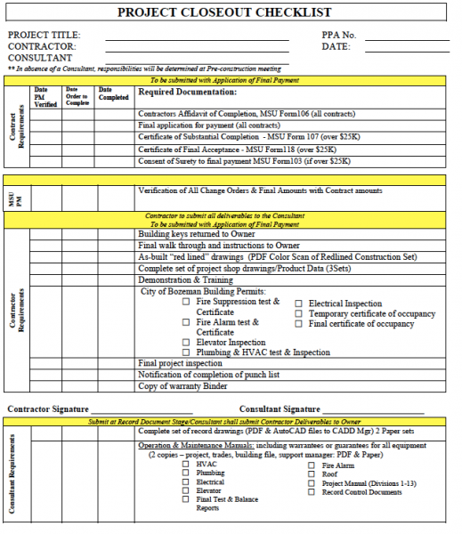 Project Closure Checklist Template Sampletemplate