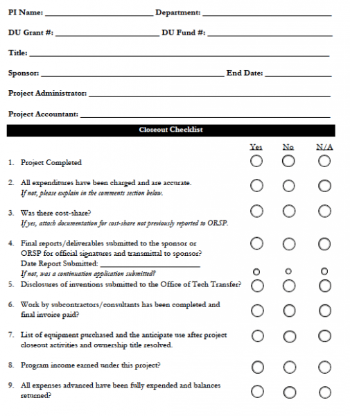 Project Closure Checklist Template Sampletemplate