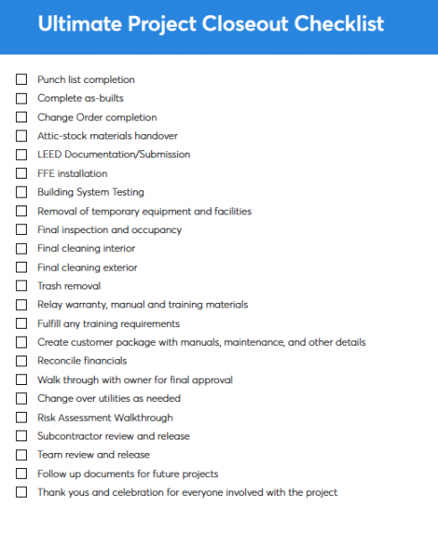 Project Closure Checklist Template Sampletemplate