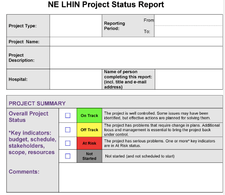 Project Status Report Template templatelab