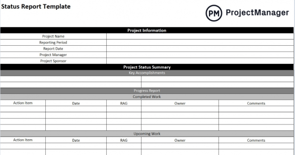 Project Status Report Template Projectmanager