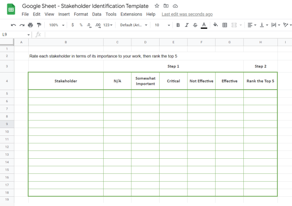 Stakeholder Identification - Stakeholder Identification Template Google Sheet