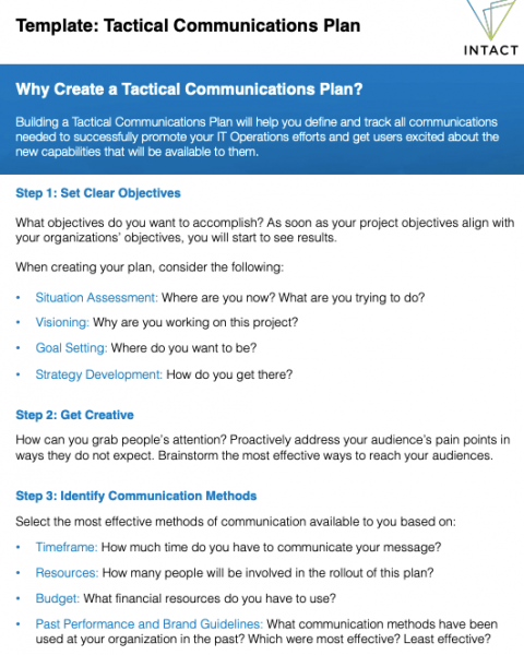 Tactical Communication Management Plan Template