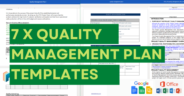 7 x Free Quality Management Plan Template Excel, Word, PDF