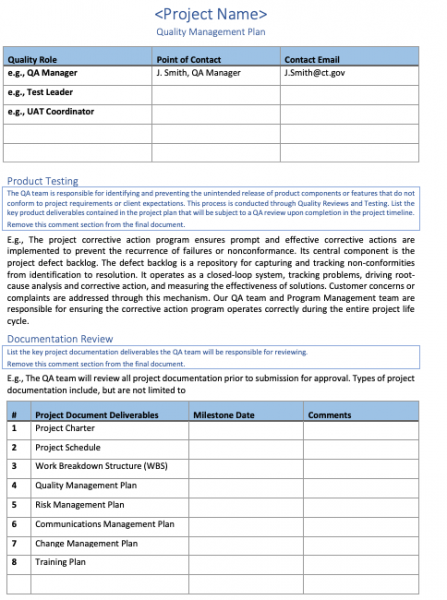 Project Management Plan Template