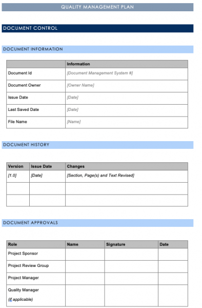 7 x Free Quality Management Plan Template Excel, Word, PDF