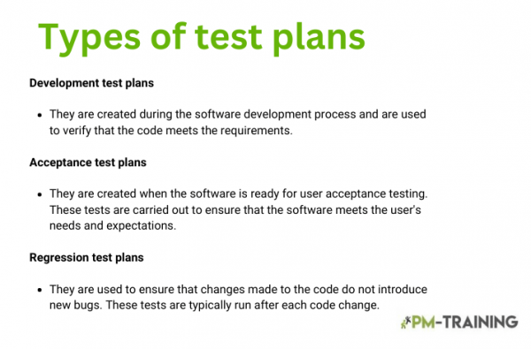 Types of test plan