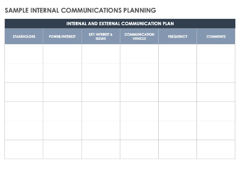 Internal communication plan template