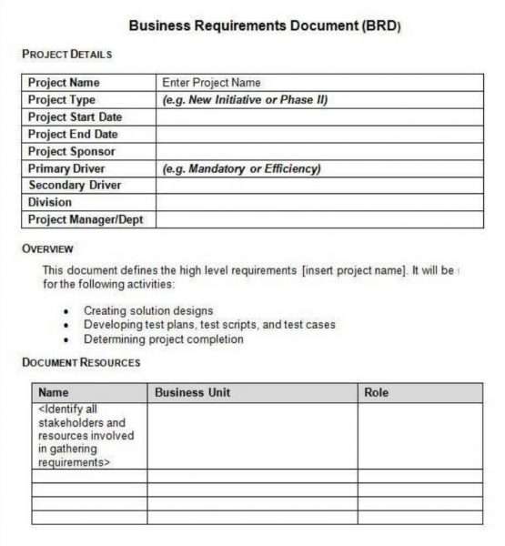 Agile Business Requirements Document Template PDF 1