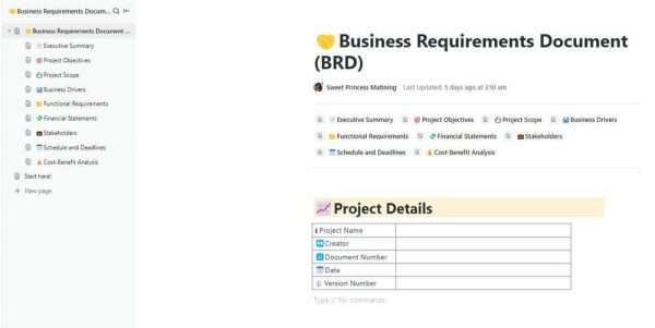 Agile Business Requirements Document Tool Clickup