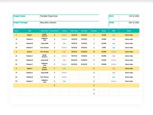 Agile Project Plan - Simple Agile Project Management Template