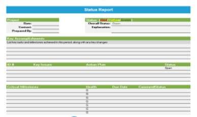 Agile Status Report Template Excel 1