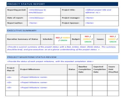 Agile Status Report Template Word 1