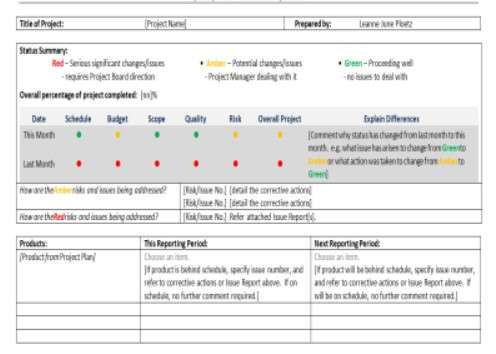 Agile Status Report Template Word 6