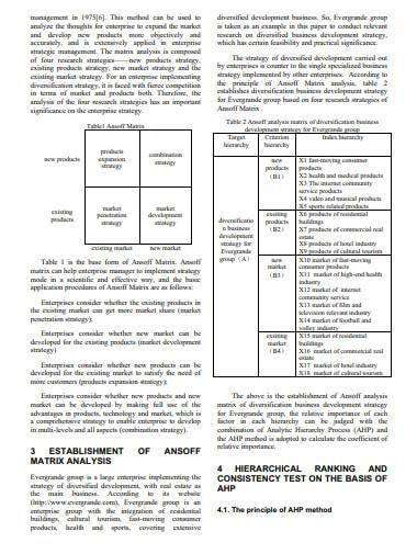 Ansoff Matrix Template - Analysis