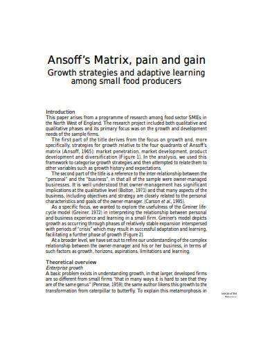 Ansoff Matrix Template - Ansoff Matrix Pain and Gain