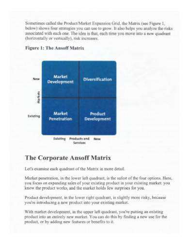 Ansoff Matrix Template - Corporate Ansoff Matrix