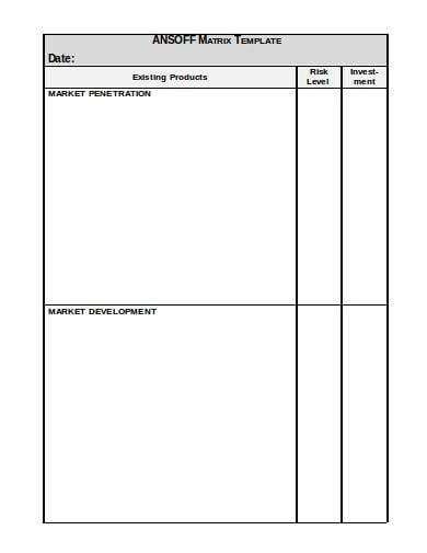 Ansoff Matrix Template - Free Ansoff Matrix Template