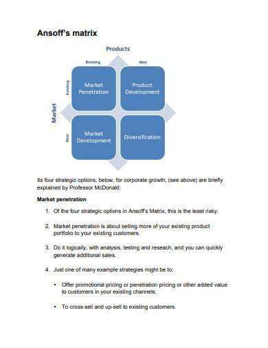 Ansoff Matrix Template - Standard Ansoff Matrix