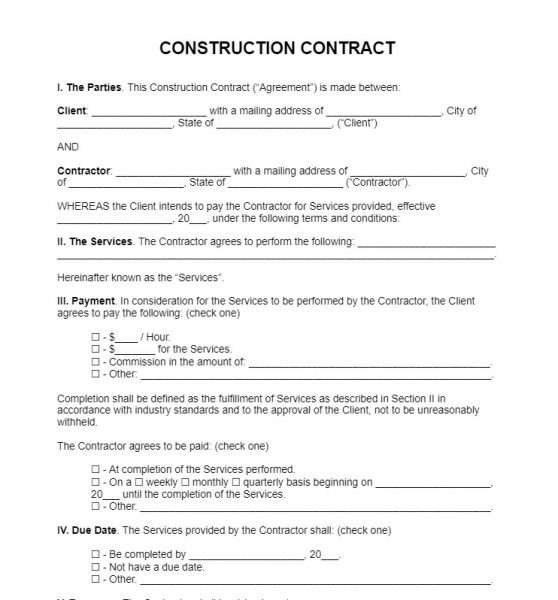 Google Docs - Fixed Price Construction Contract Template