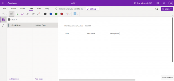 OneNote Kanban Template