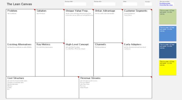 Product Canvas Template - Excel