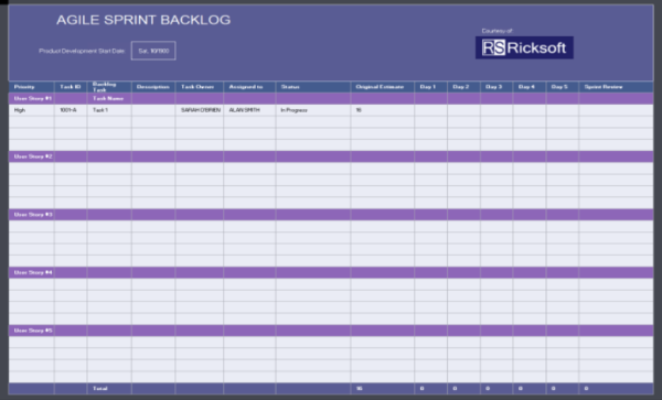 Sprint Planning Template - Excel 3