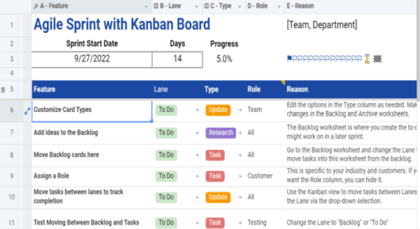 Sprint Planning Template - Excel 5