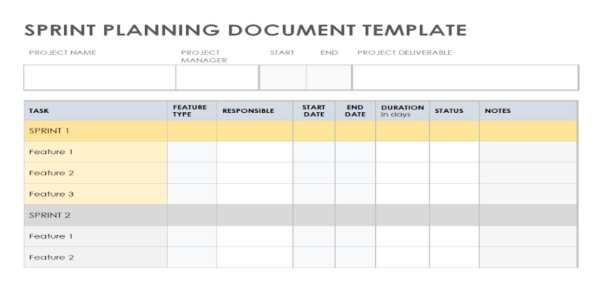 Sprint Planning Template - Word