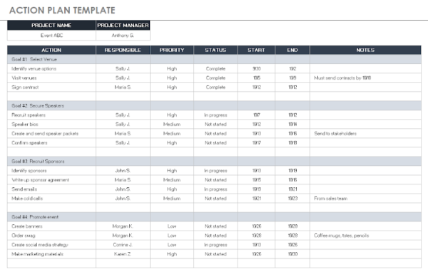 Action Plan Template - Excel 1