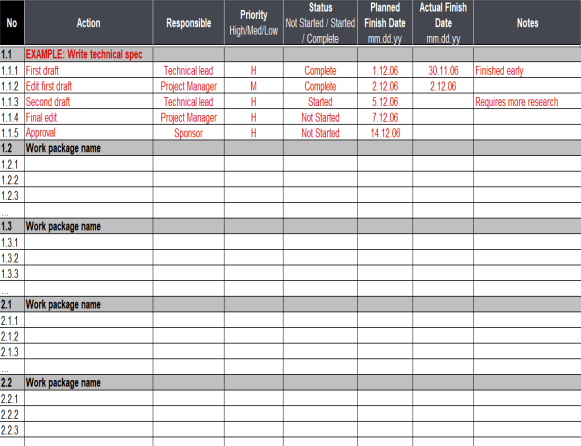 Action Plan Template - Excel 12